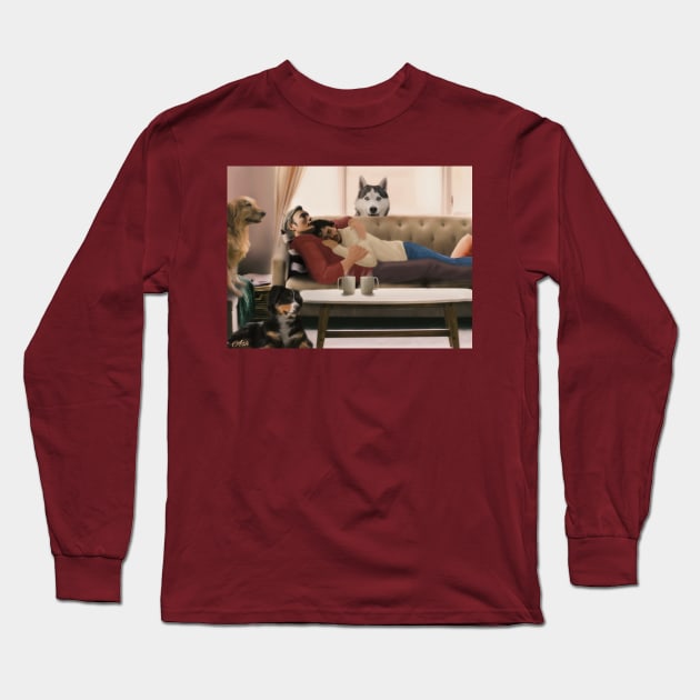 Morning Cuddles Long Sleeve T-Shirt by nightqueen